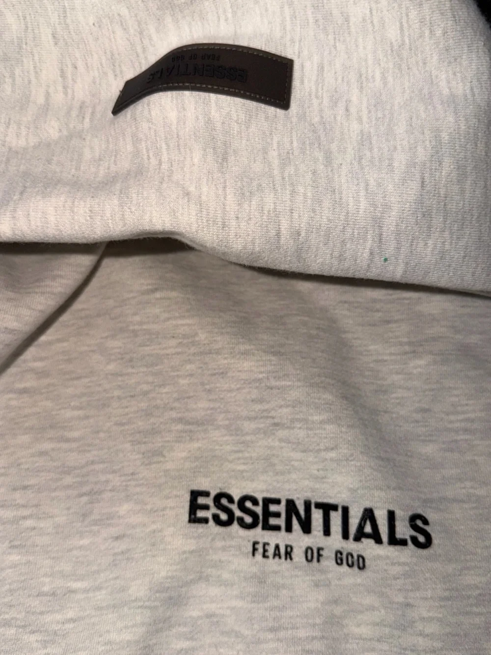 Fear of God ESSENTIALS Heather Light Gray Hoodie with Black Logo - Picture 2 of 5